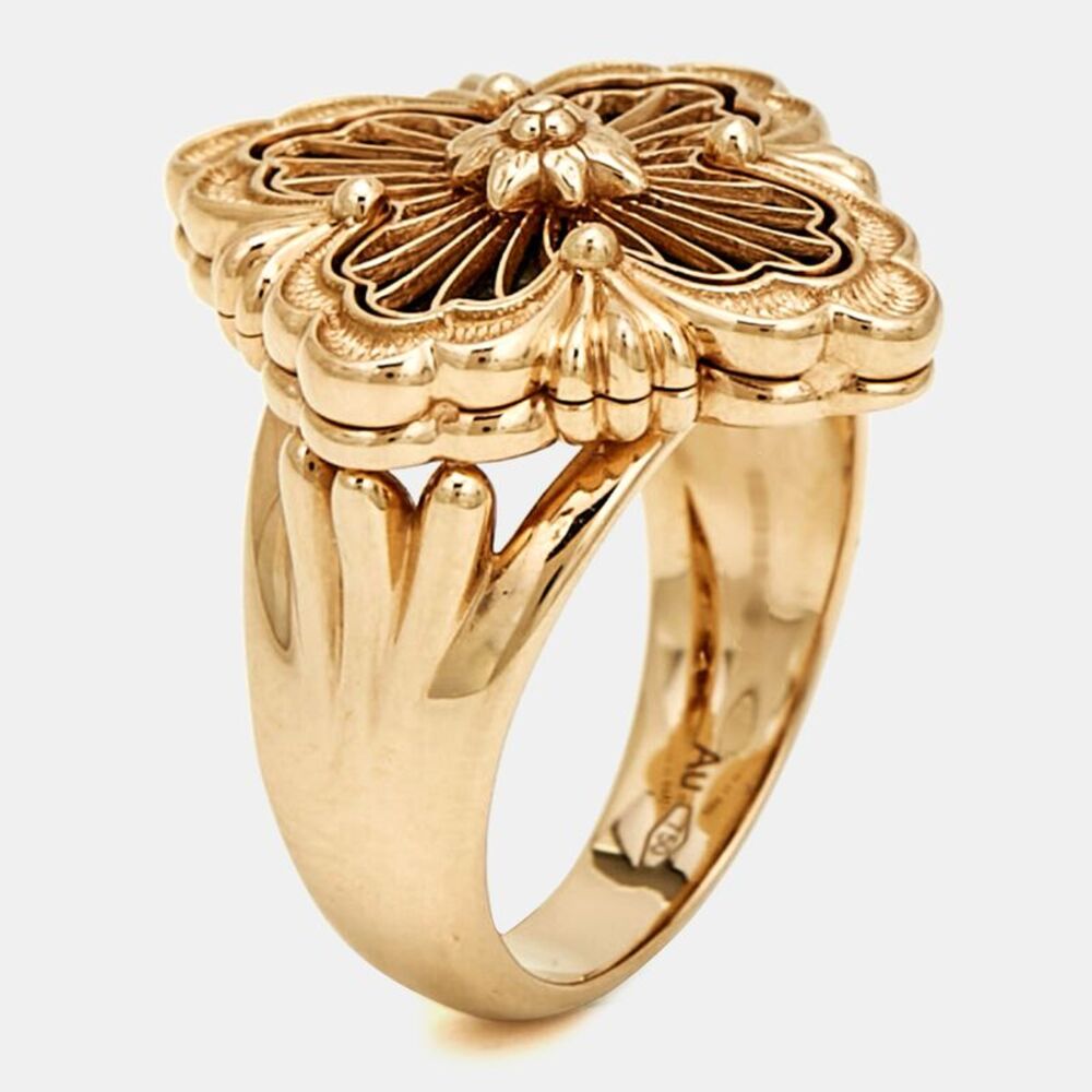 Buccellati Opera Tulle Onyx 18K Rose Gold Ring Size 53